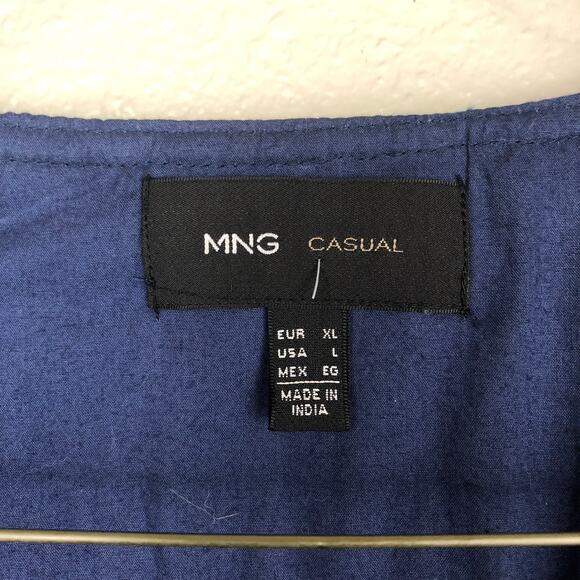 Mango MNG Blue & White Tie Dye Quilted Beaded Long Sleeve Jacket Large - Picture 4 of 16